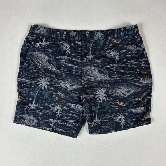 Lucky Brand Other - Lucky Brand Linen Blend Chino Shorts Men's Size 38 Blue Beach Surfing Drawstring